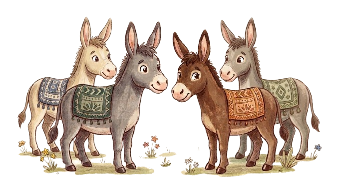 Danny, Donut, Dopey and Dusty the Donkeys
